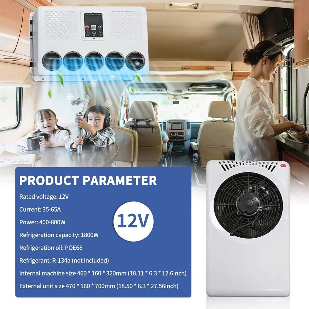 12V 10000BTU Air Conditioner Mini Split A/C For Semi Trucks Bus RV Caravan Vans