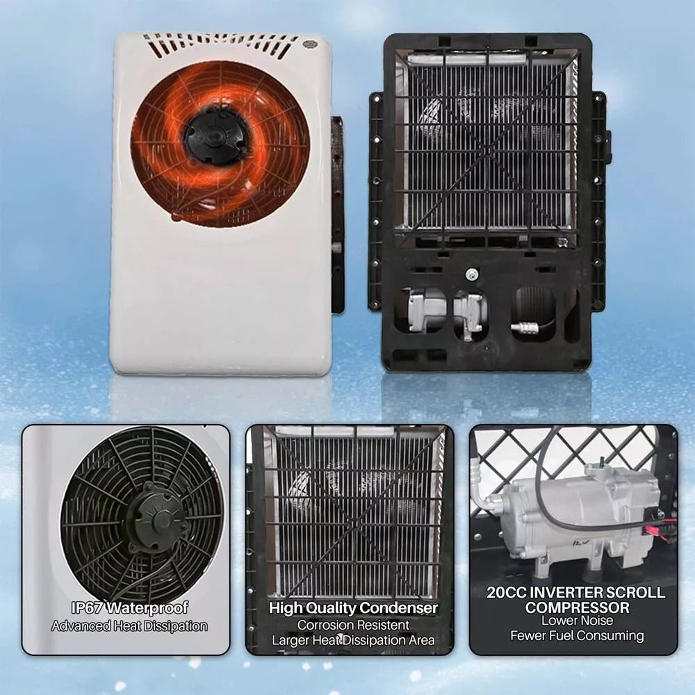12V 10000BTU Air Conditioner Mini Split A/C For Semi Trucks Bus RV Caravan Vans