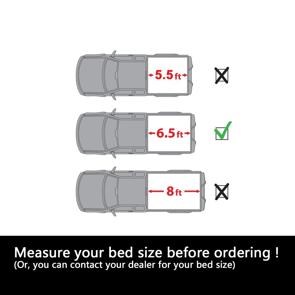 6.5' (78.7") Blk Bed Soft Tri-Fold Tonneau Cover Assembly For 07-13 Tundra - Whootour