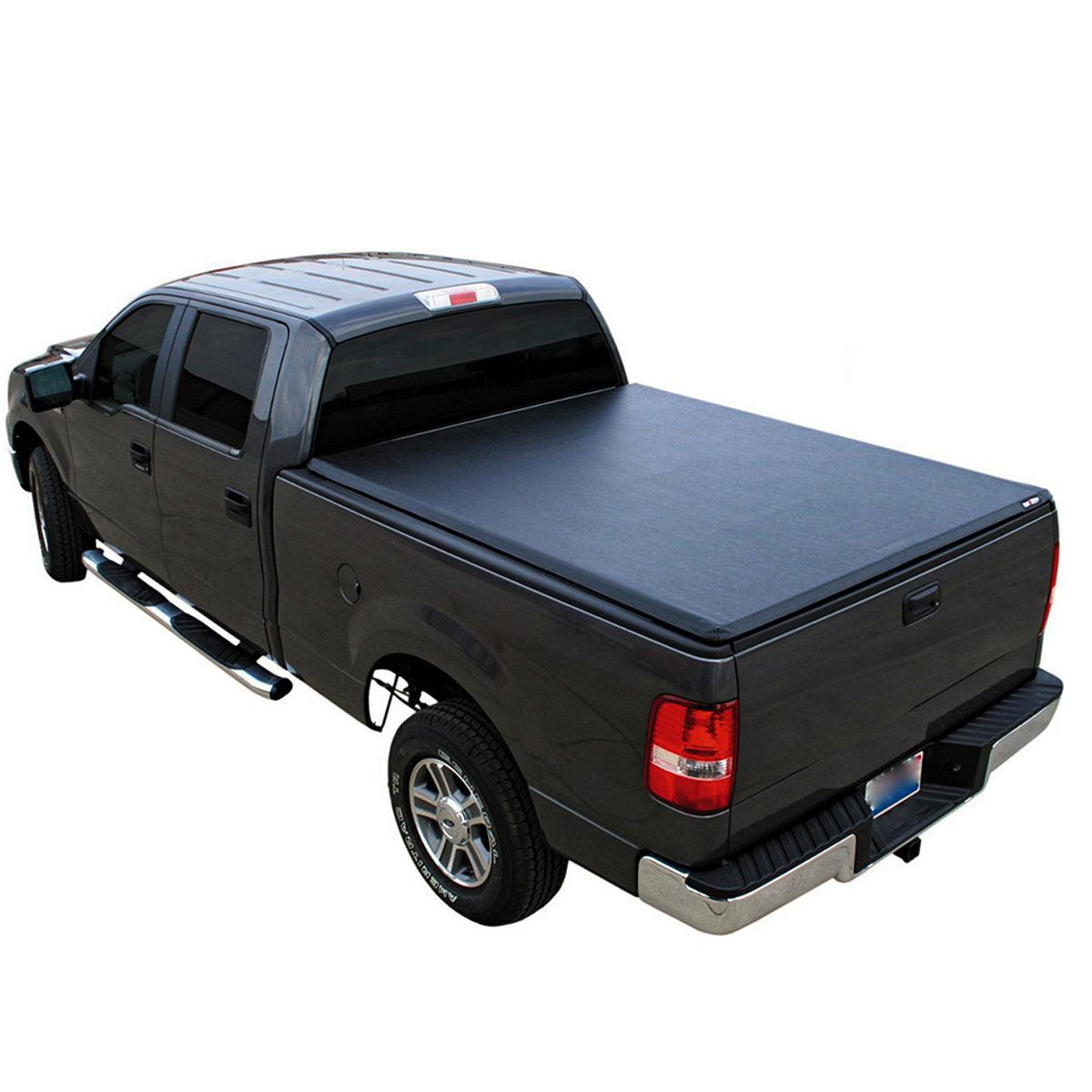 6.5' (78.7") Blk Bed Soft Tri-Fold Tonneau Cover Assembly For 07-13 Tundra - Whootour